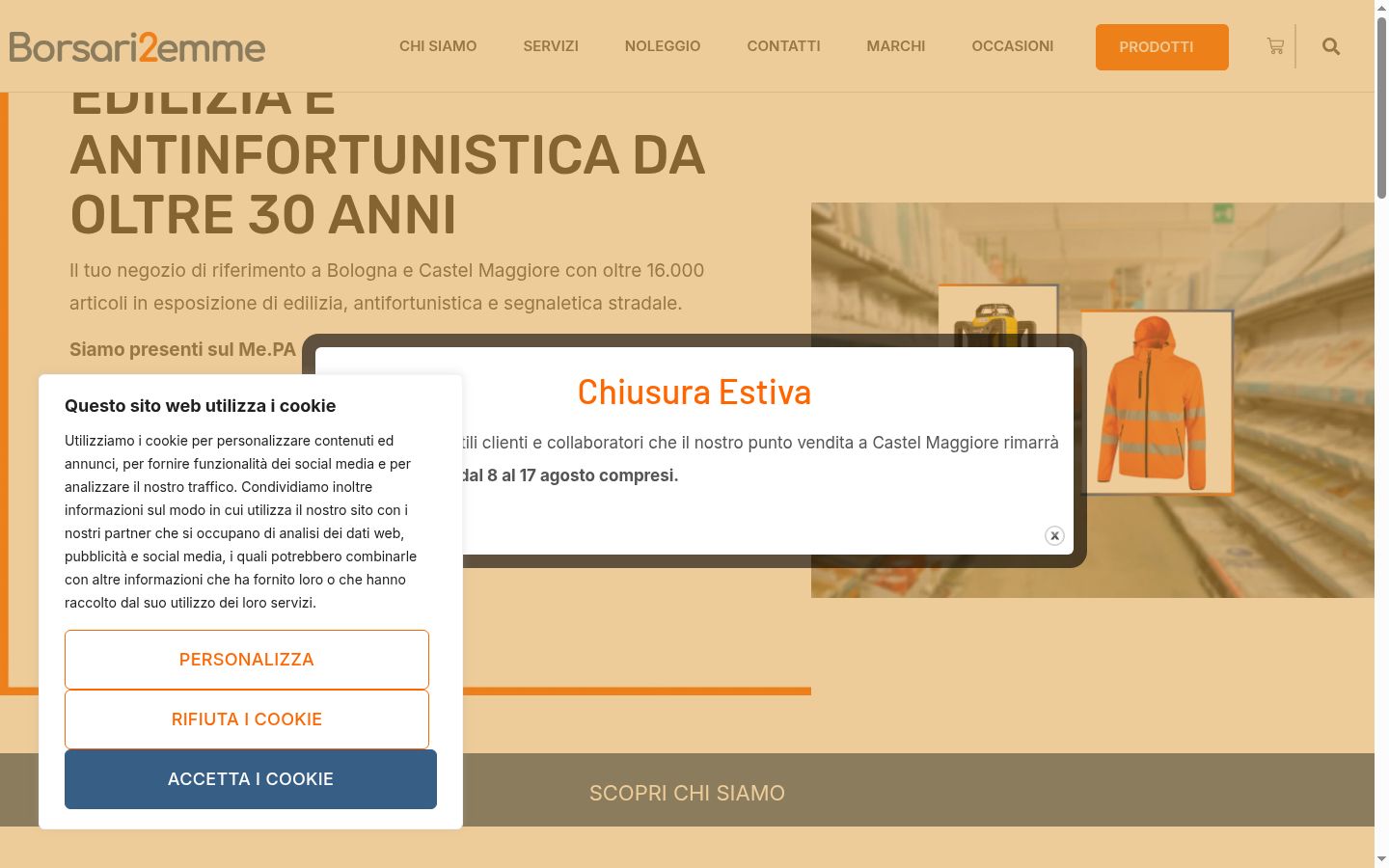 Screenshot del banner di consenso mostrato prima di qualsiasi interazione