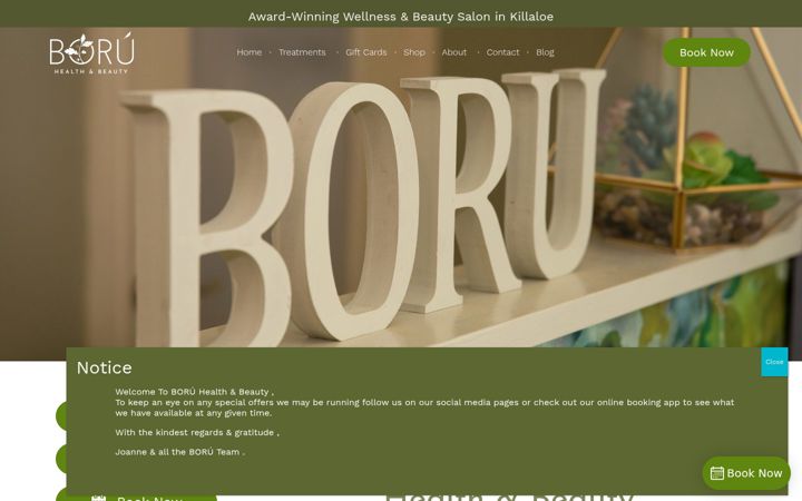 Screenshot of boruhealthandbeauty.ie