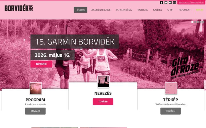 Screenshot di borvidekfelmaraton.hu