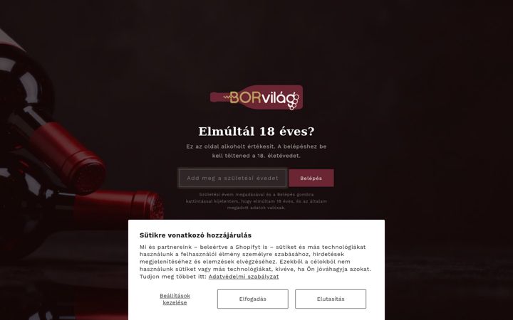 Screenshot of borvilag.hu
