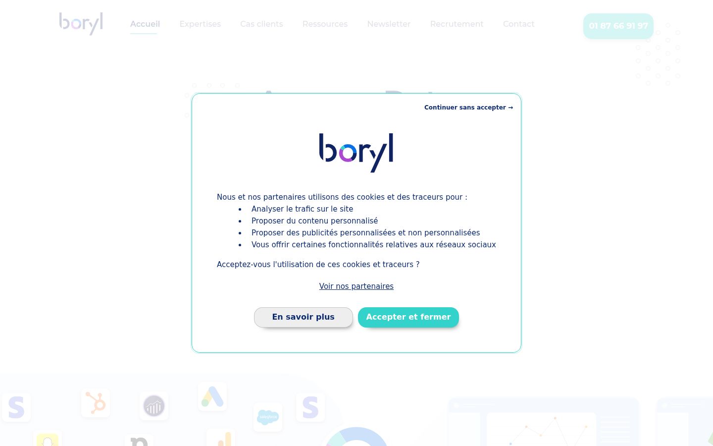 Screenshot of the consent banner shown before any interaction
