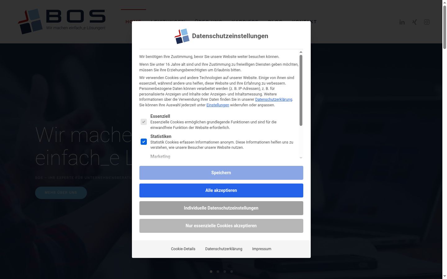 Screenshot of the consent banner shown before any interaction