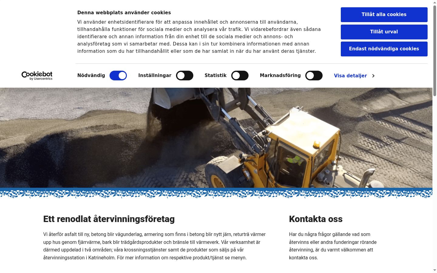 Skærmbillede af samtykkebanneret, som det blev vist før nogen interaktion
