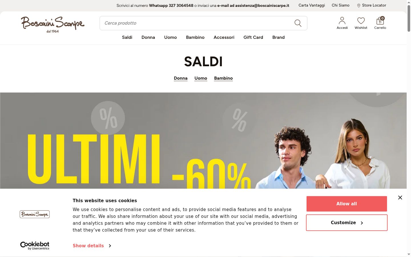 Captura de ecrã do banner de consentimento apresentado antes de qualquer interação
