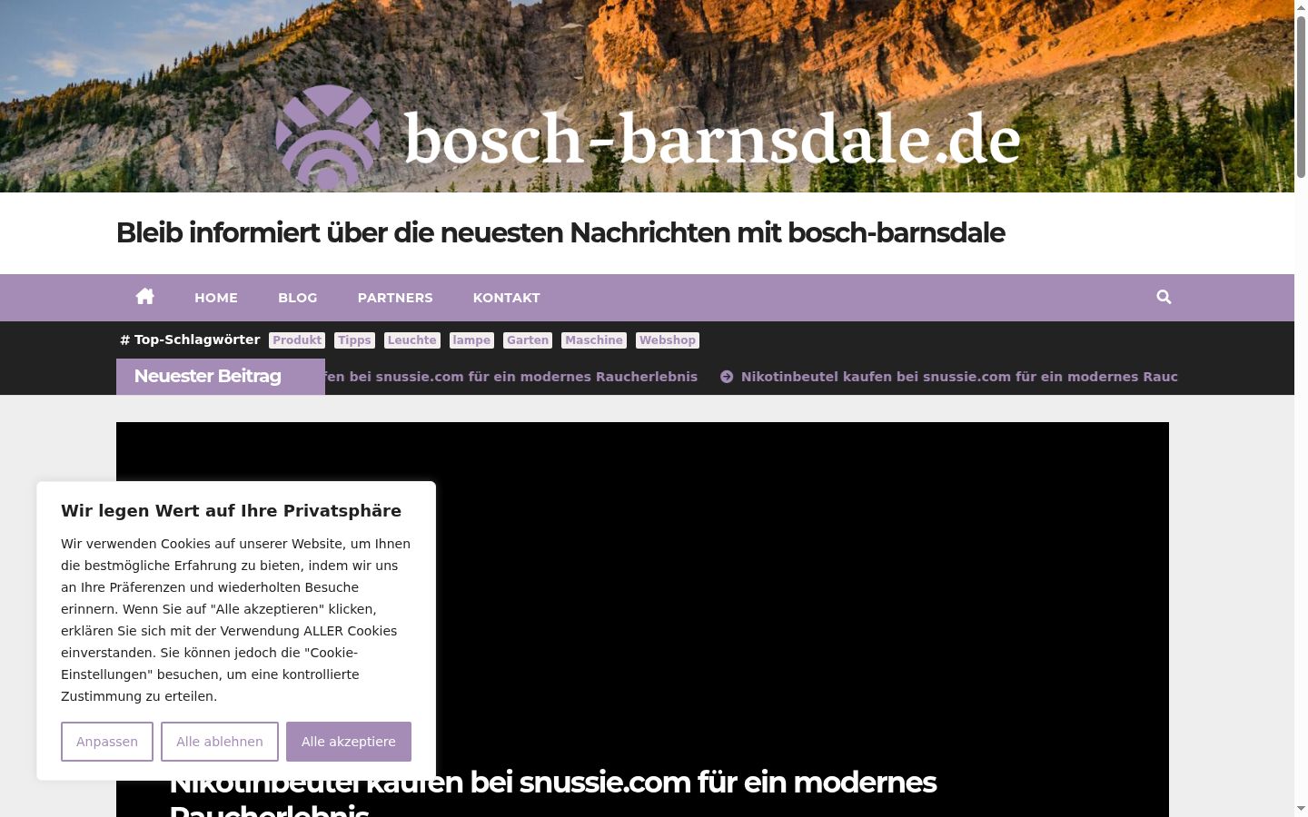 Képernyőkép a bármilyen interakció előtt megjelenő hozzájárulási bannerről
