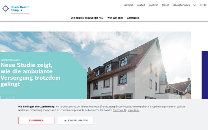Екранна снимка на bosch-health-campus.de