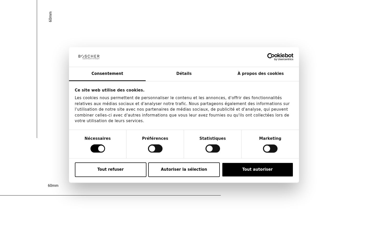 Capture d'écran de la bannière de consentement affichée avant toute interaction