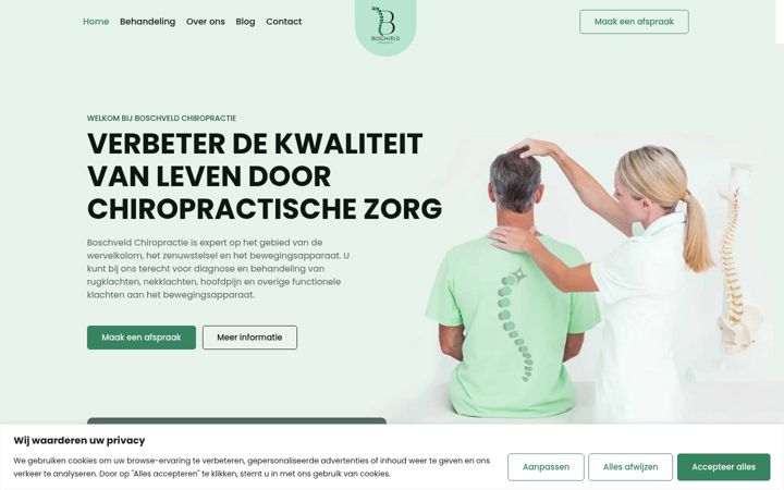 Screenshot of boschveldchiropractie.nl