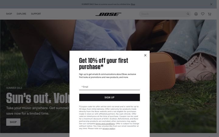 Screenshot of bose.co.uk