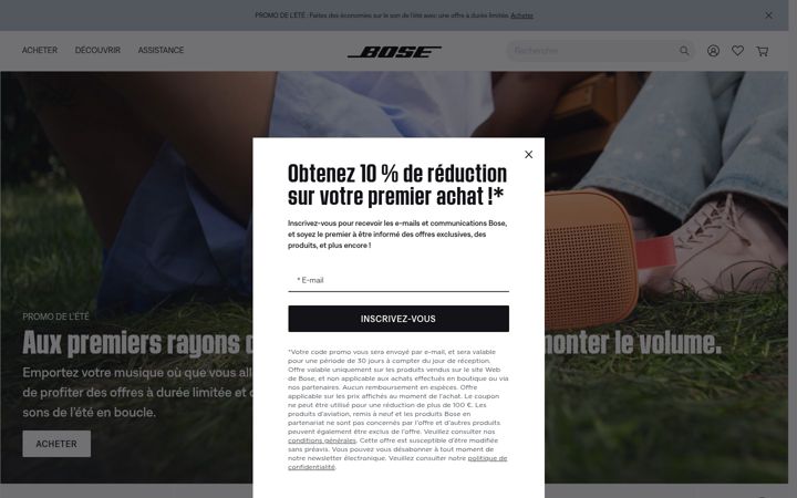 Screenshot of bose.fr