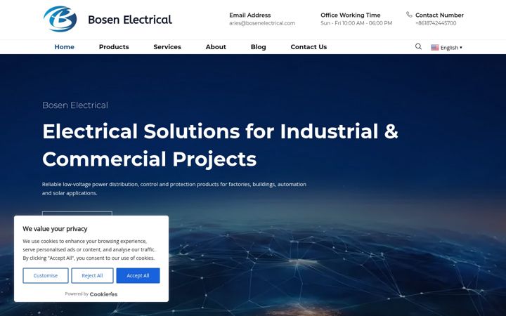 Screenshot of bosenelectrical.com