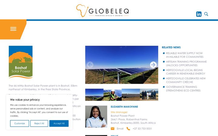 Screenshot of boshofsolar.co.za