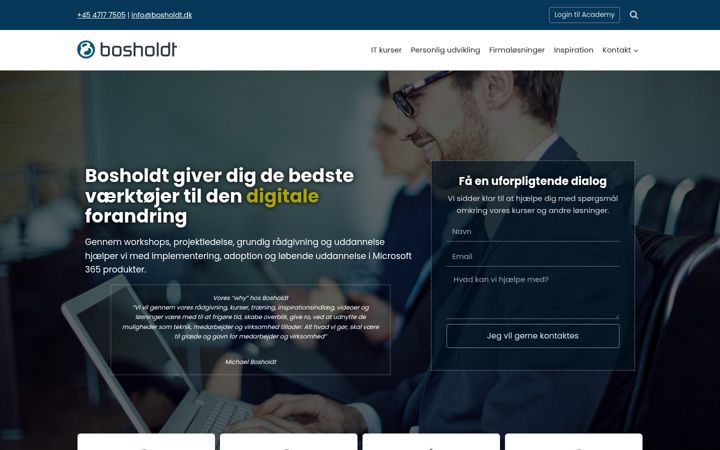 Screenshot of bosholdt.dk
