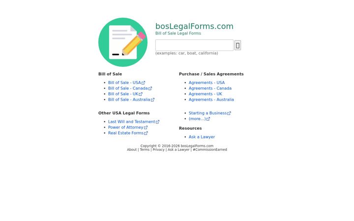 Screenshot of boslegalforms.com