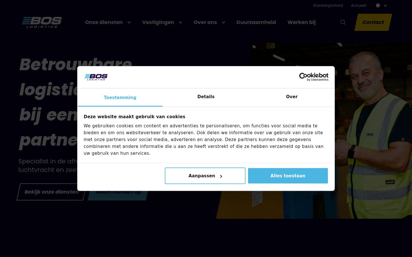 Skjermbilde av samtykkebanneret slik det vises før noen interaksjon