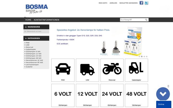 Screenshot of bosma-shop.com