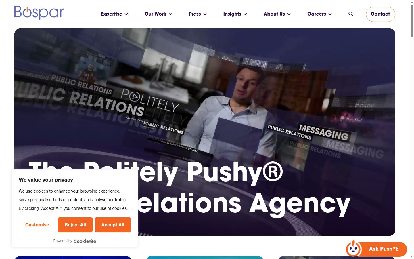 Screenshot of the consent banner shown before any interaction