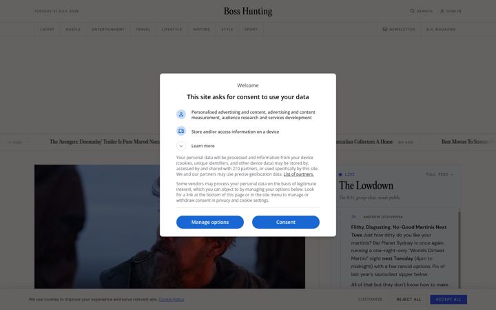 Screenshot of bosshunting.com.au