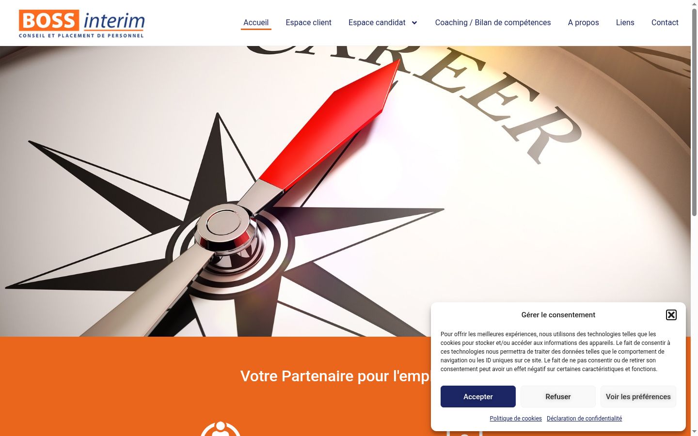 Screenshot del banner di consenso mostrato prima di qualsiasi interazione