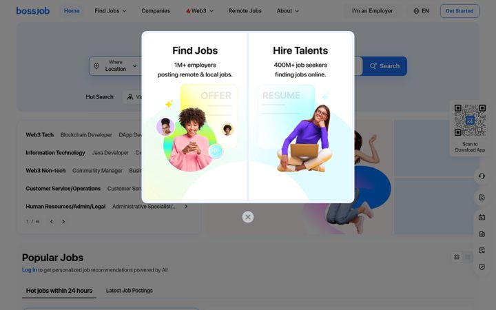 Screenshot of bossjob.com