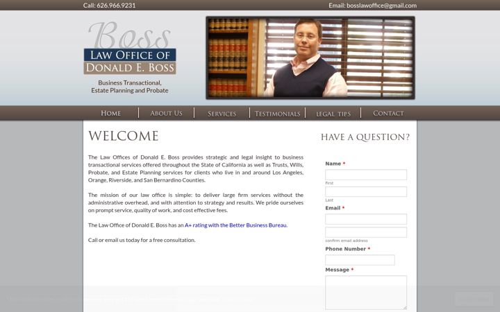 Screenshot of bosslawoffice.com