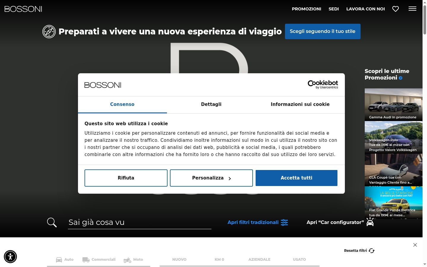 Capture d'écran de la bannière de consentement affichée avant toute interaction