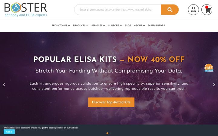 Screenshot of bosterbio.com