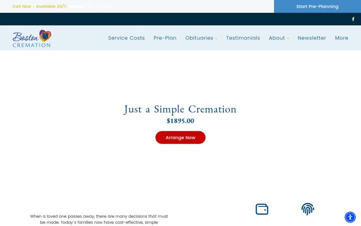Screenshot of bostoncremation.org