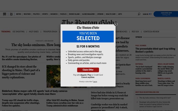 Екранна снимка на bostonglobe.com