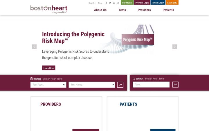 Screenshot of bostonheartdiagnostics.com