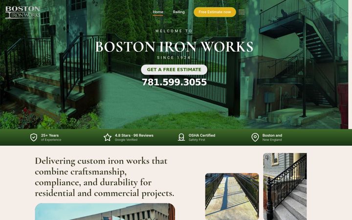 Screenshot of bostonironworks.com