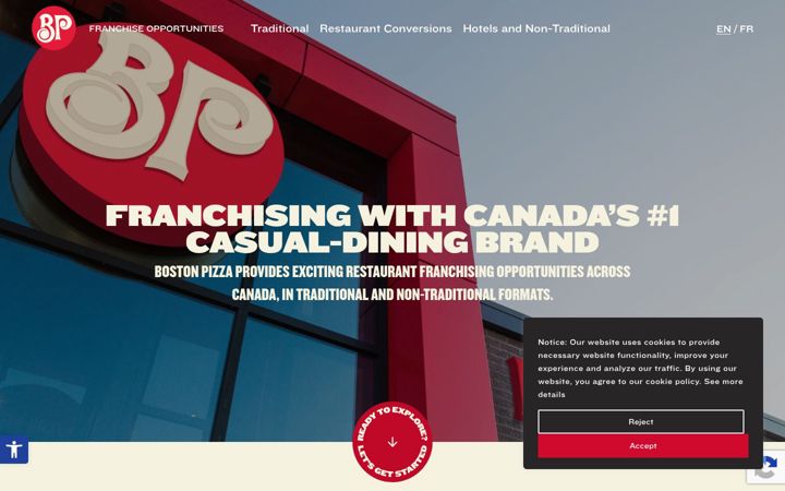 Screenshot of bostonpizzafranchise.com