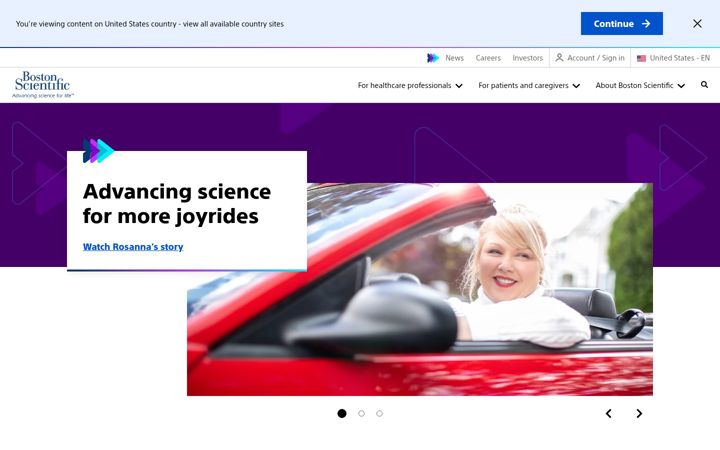 Posnetek zaslona bostonscientific.com