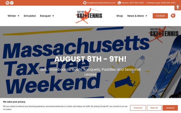 Screenshot of bostonskiandtennis.com