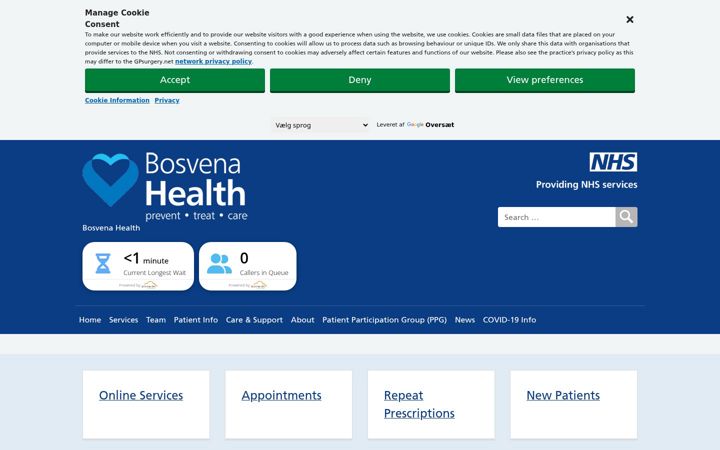 Screenshot of bosvenahealth.co.uk