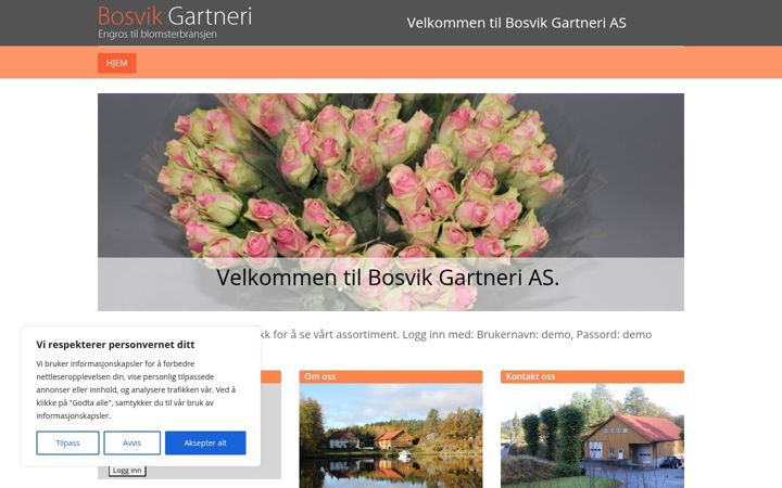 Screenshot of bosvikgartneri.no