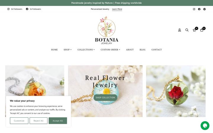 Screenshot of botaniajewelry.com