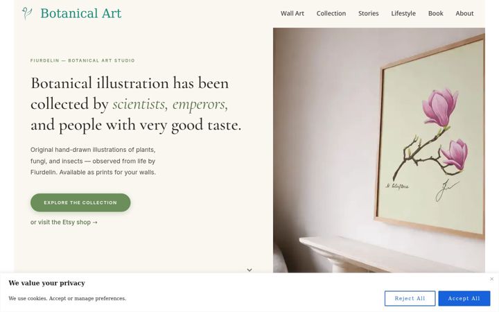 Screenshot of botanical.art