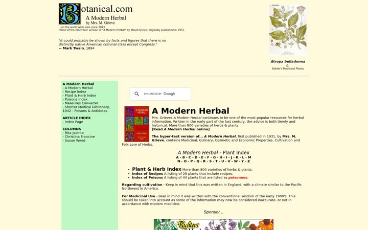 Screenshot of botanical.com