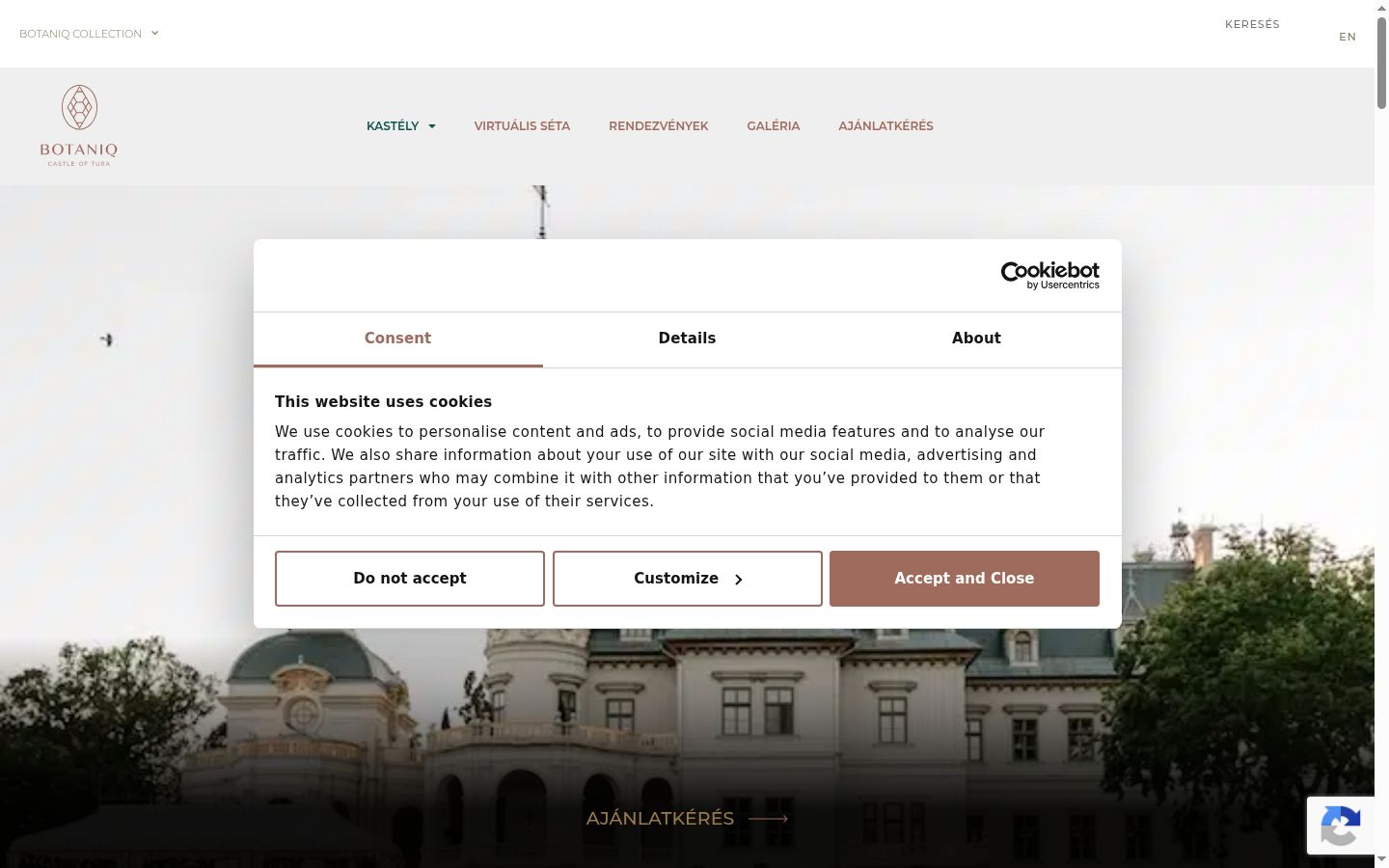 Screenshot del banner di consenso mostrato prima di qualsiasi interazione