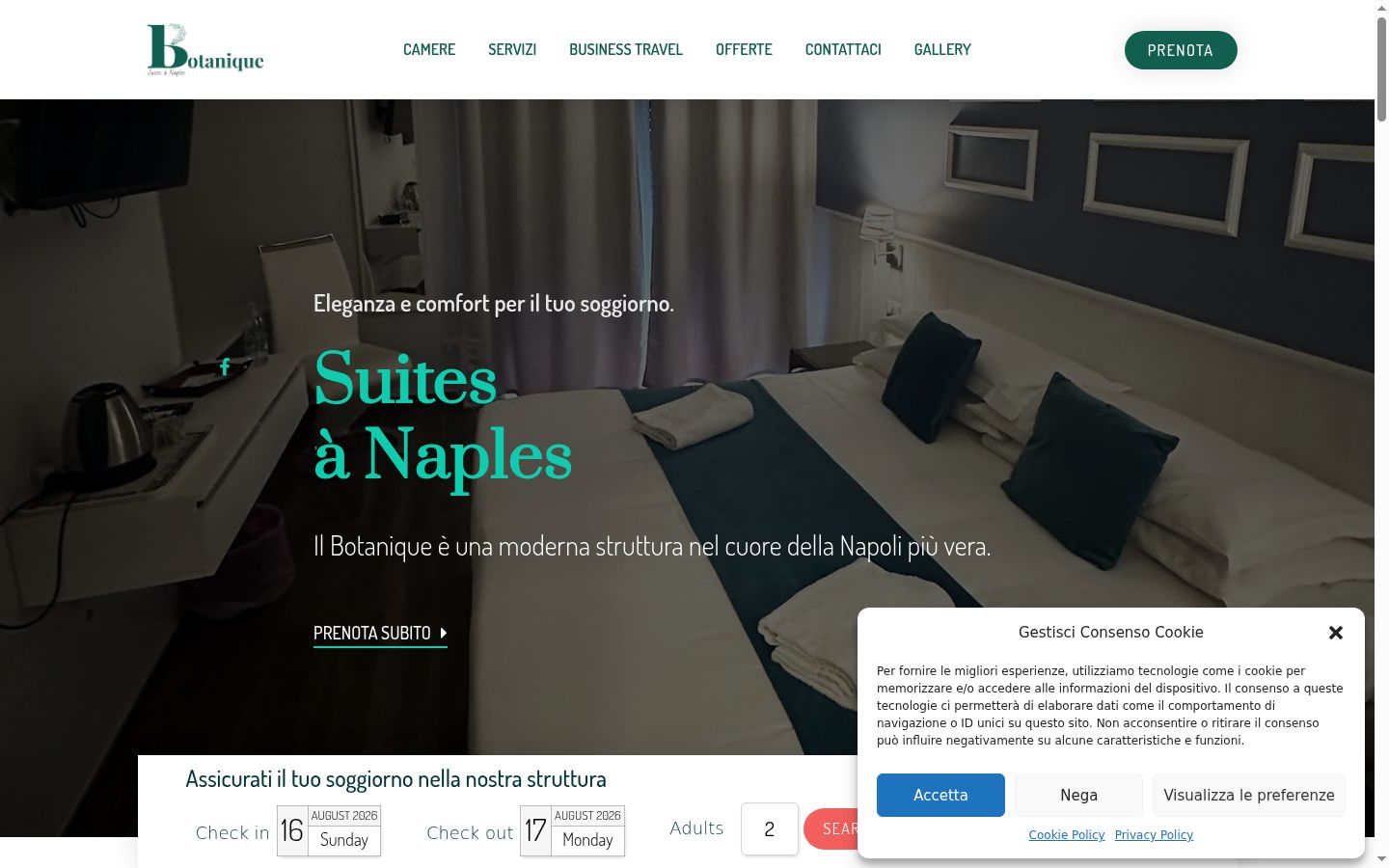 Screenshot del banner di consenso mostrato prima di qualsiasi interazione