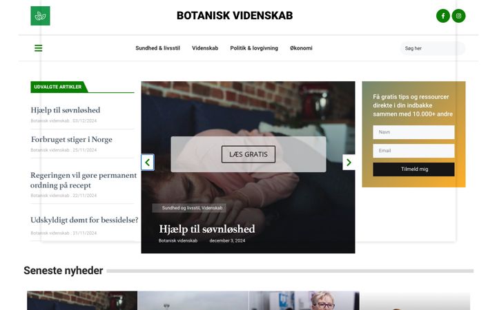 Screenshot of botaniskviden.dk