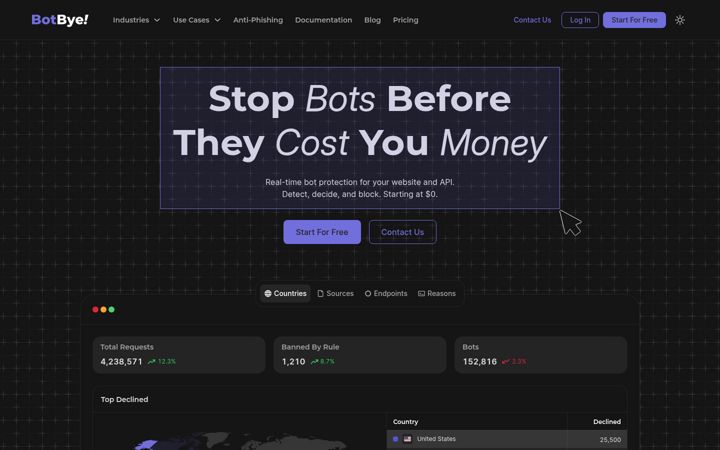 Screenshot of botbye.com