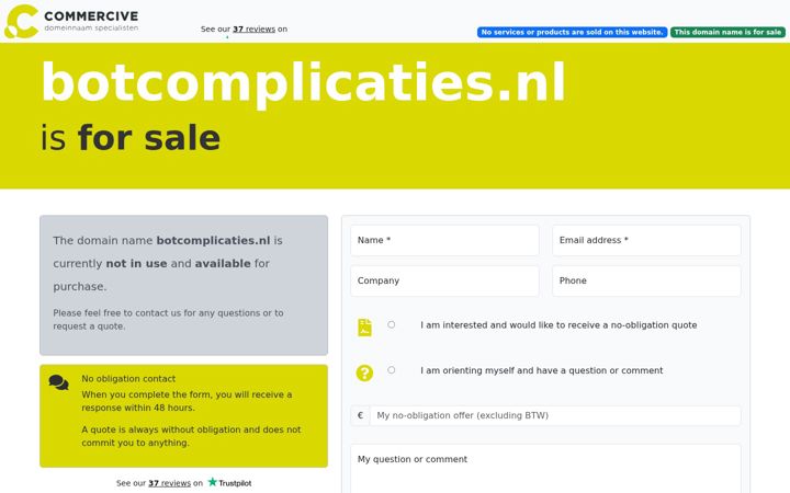 Screenshot of botcomplicaties.nl