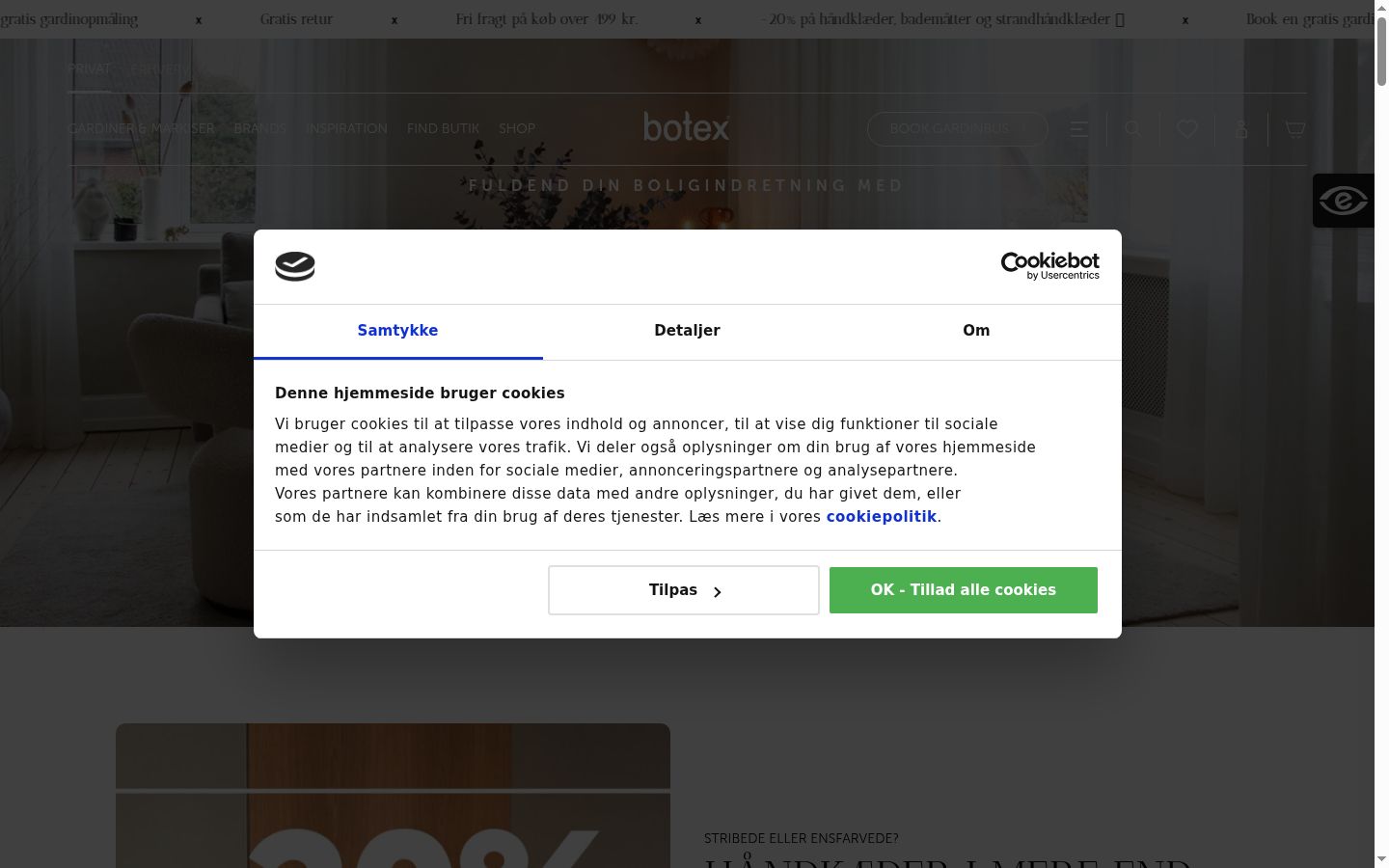 Sutikimo reklamjuostės, rodytos prieš bet kokią sąveiką, ekrano kopija
