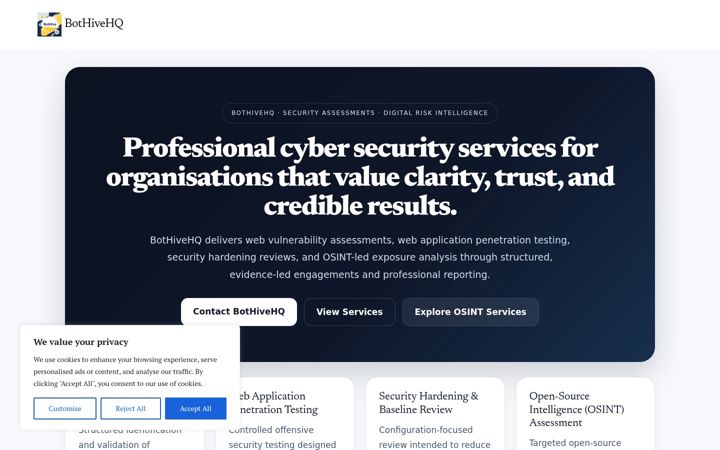 Screenshot of bothivehq.com