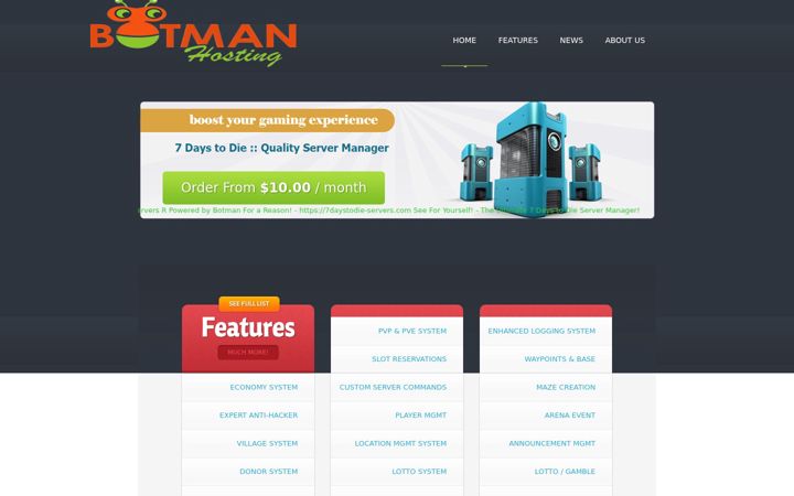 Screenshot of botmanhosting.com