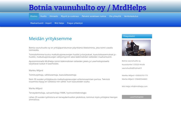 Captură de ecran a botniavaunuhuolto.fi