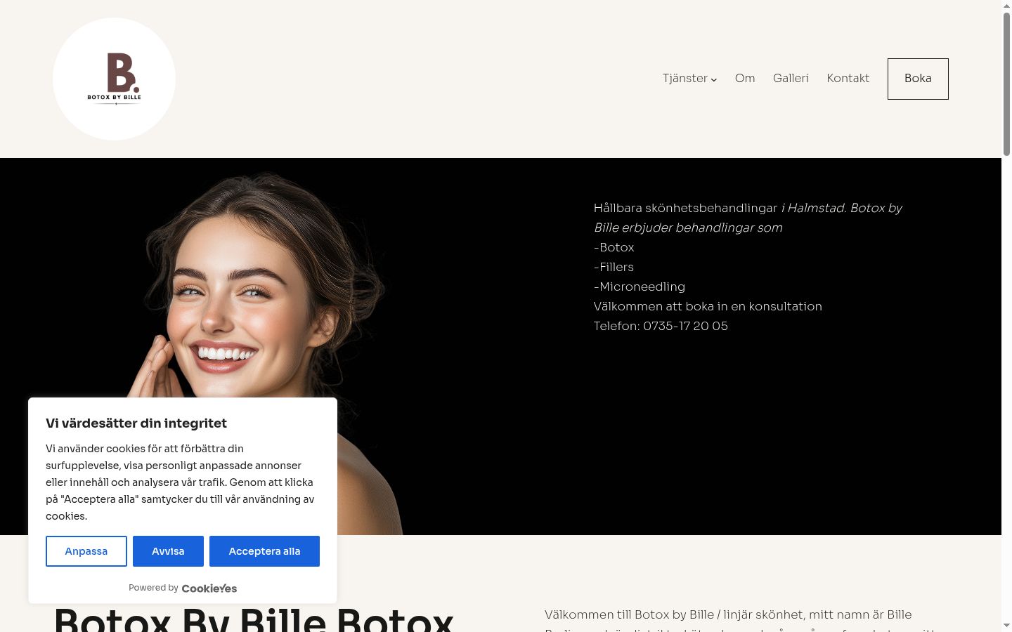 Sutikimo reklamjuostės, rodytos prieš bet kokią sąveiką, ekrano kopija