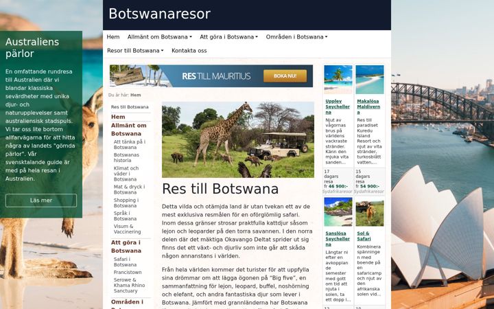 Screenshot of botswanaresor.se